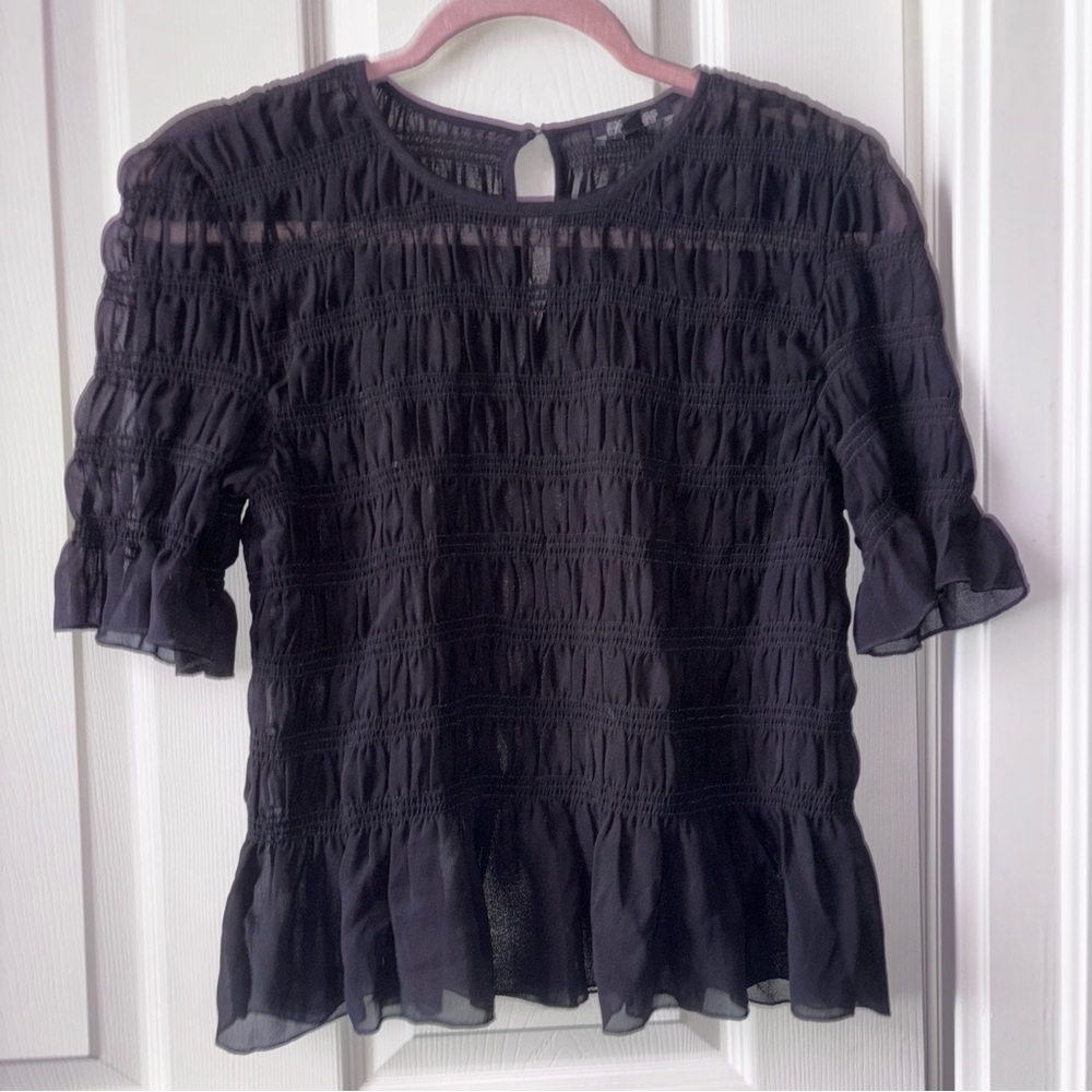 Express Black Ruffle Blouse